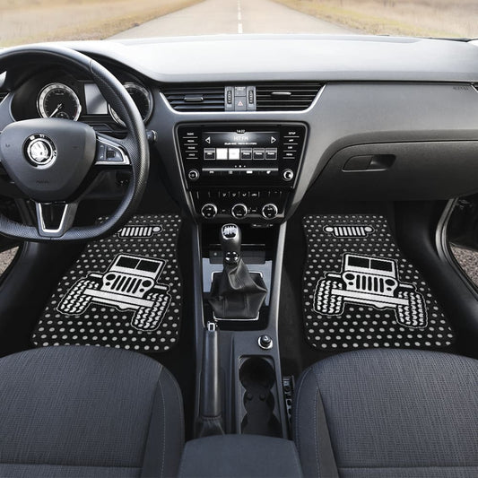 Gray White Jeep Offroad Metal Holes Printed Car Floor Mats Custom 4 211901 - YourCarButBetter