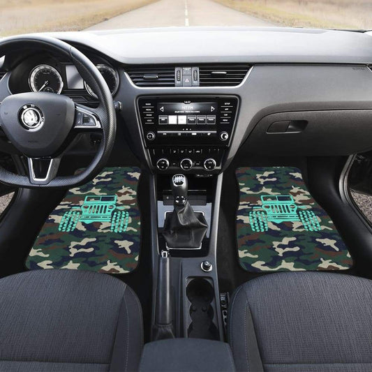 Green Camouflage Color Dark Blue Jeep Car Floor Mats 211204 - YourCarButBetter
