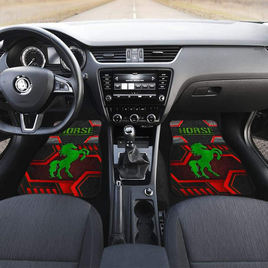 Green Walking Horse Emblem Car Floor Mats 210503