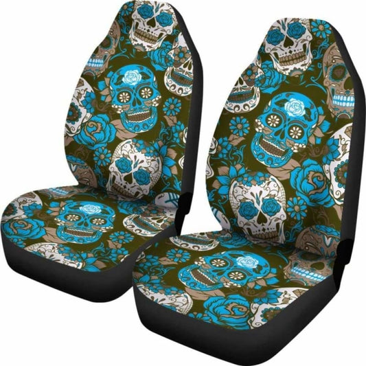 Gretta Skully Car Seat Covers - Sugar Skull - Light Blue 101207