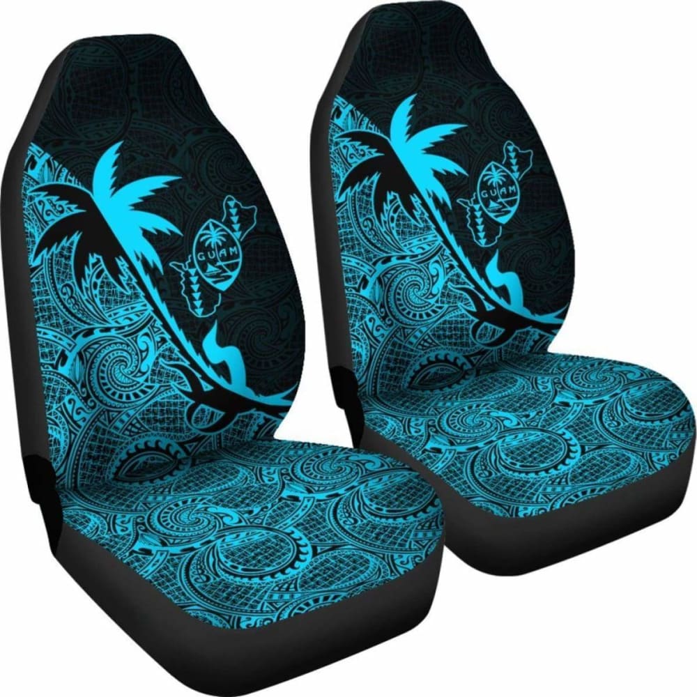 Guam Car Seat Covers - Guam Coat Of Arms Coconut Tree Blue - Amazing 1 105905 - YourCarButBetter