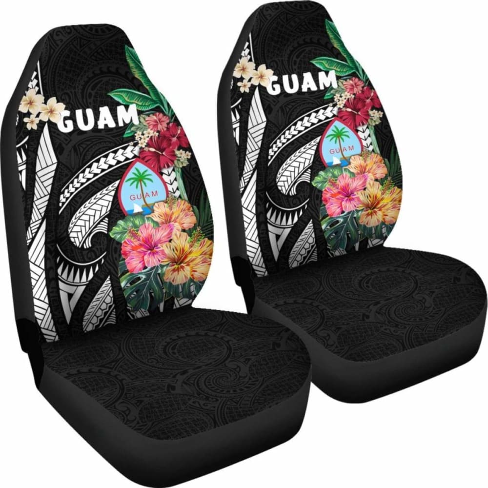 Guam Car Seat Covers Coat Of Arms Polynesian With Hibiscus 232125 - YourCarButBetter