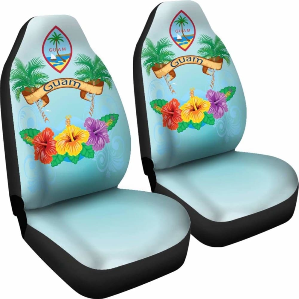 Guam Car Seat Covers Coat Of Arms With Hibiscus 9 232125 - YourCarButBetter