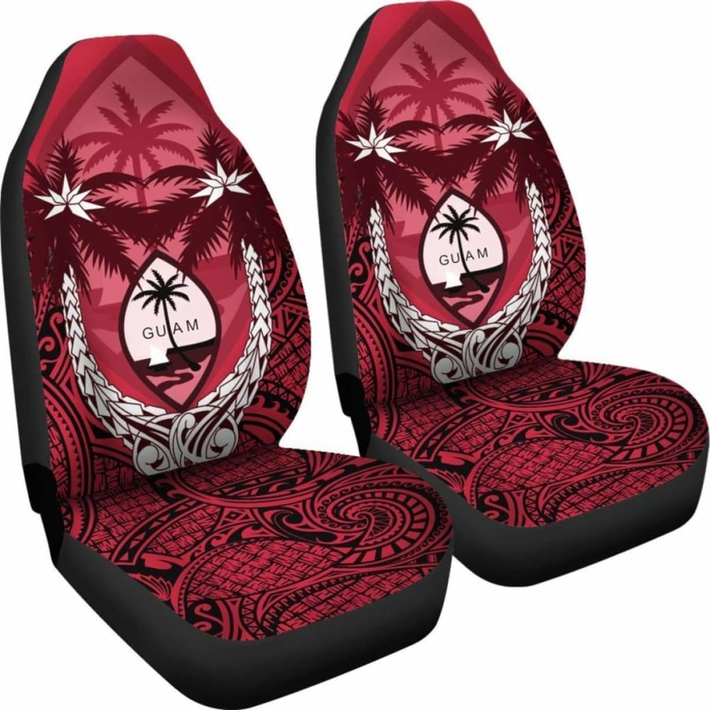 Guam Micronesian Niyok Car Seat Covers - Guam Coat Of Arms Coconut Tree - Amazing 1 105905 - YourCarButBetter
