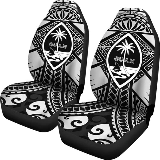 Guam Polynesian Car Seat Covers - Guam White Seal With Polynesian Tattoo Ver - 18 105905 - YourCarButBetter