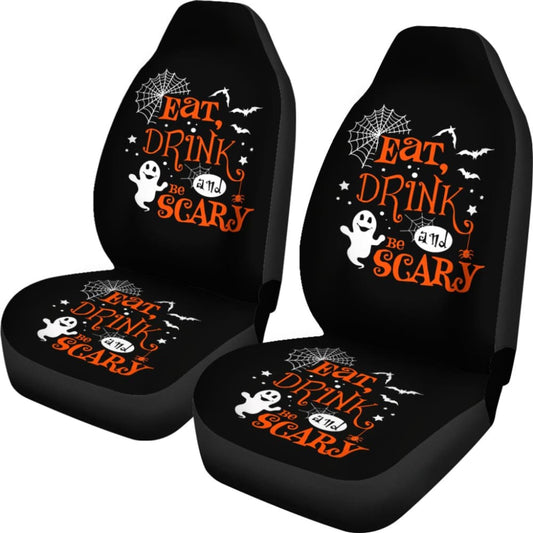 Halloween Eat Drink and Be Scary Car Seat Covers 211501 - YourCarButBetter