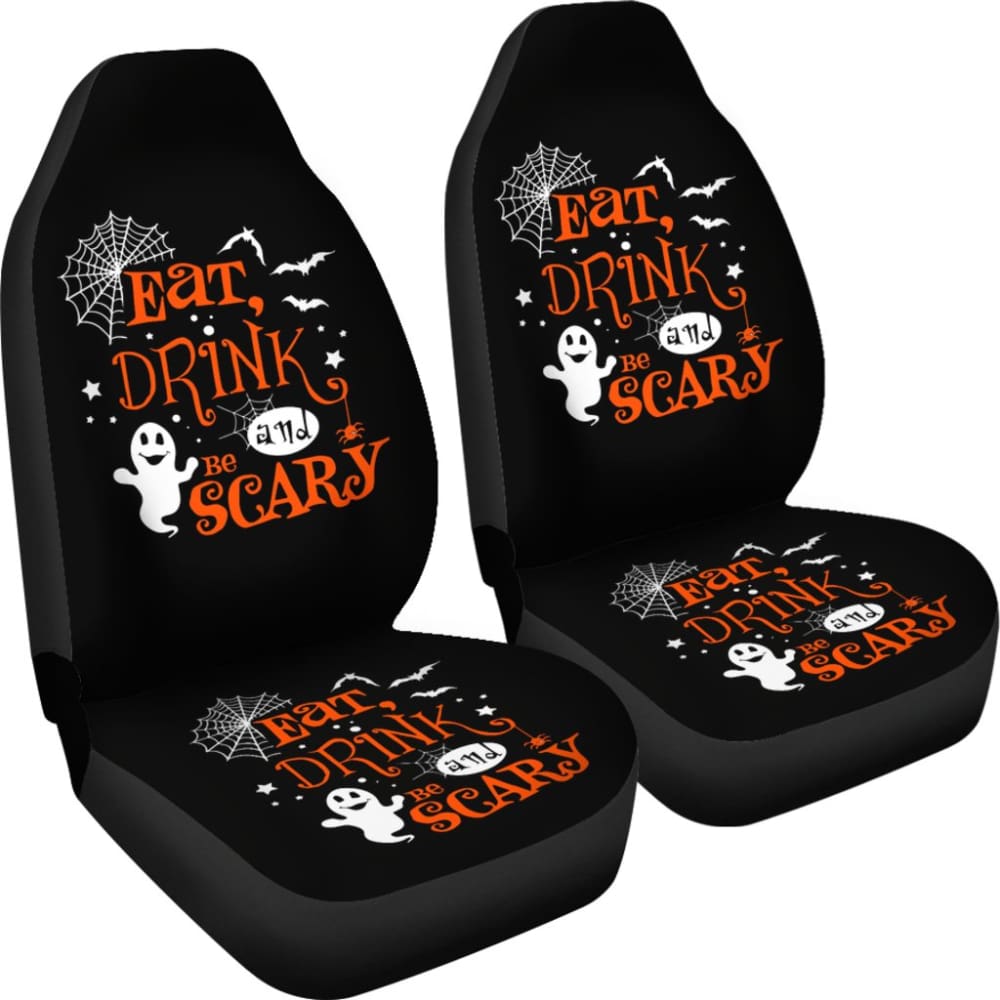 Halloween Eat Drink and Be Scary Car Seat Covers 211501 - YourCarButBetter