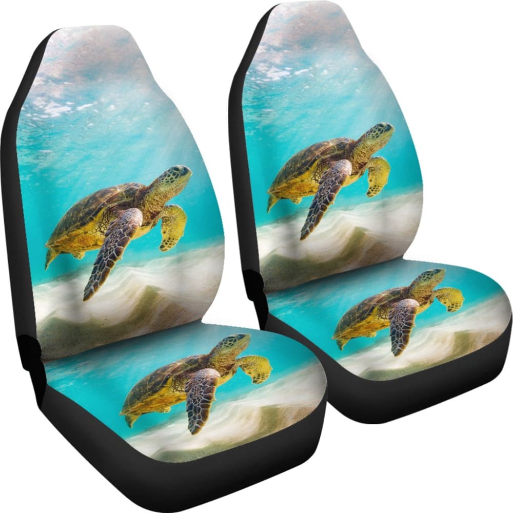 Happy Sea Turtle Swimming Under Sunlight Car Seat Covers 210301 - YourCarButBetter