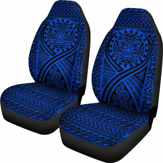 Hawaii Car Seat Covers - Polynesian Mask Tattoo Tattoo Blue - 105905 - YourCarButBetter