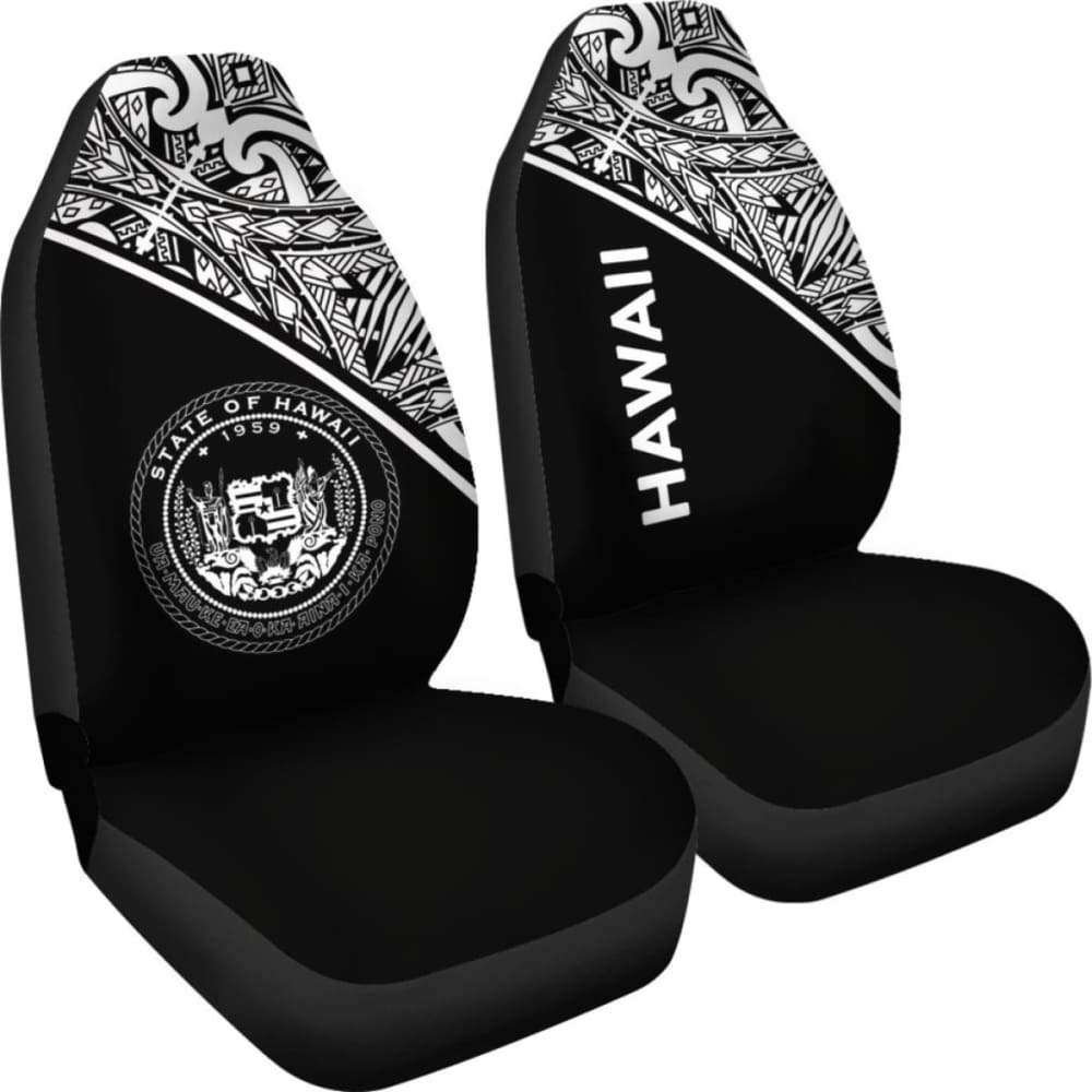 Hawaii Car Seat Covers - Hawaii Seal Polynesian Black Curve - 105905 - YourCarButBetter