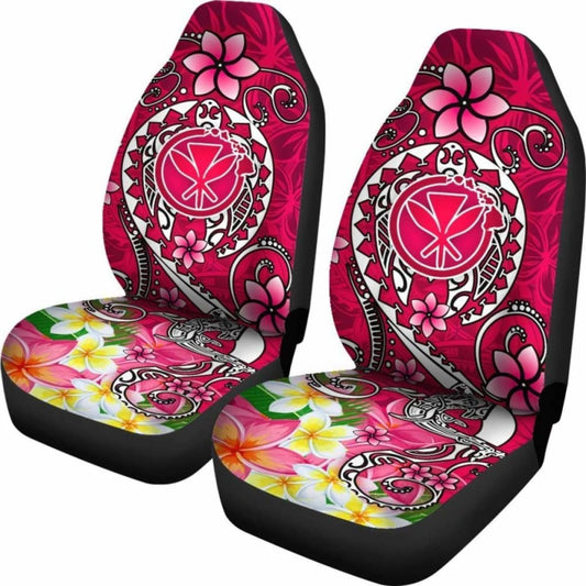 Hawaii Car Seat Covers - Turtle Plumeria Polynesian Tattoo Pink Color - 091114 - YourCarButBetter