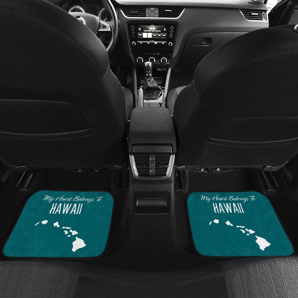 Hawaii Custom Car Accessories My Heart Belongs To Hawaii Car Floor Mats 210201 - YourCarButBetter