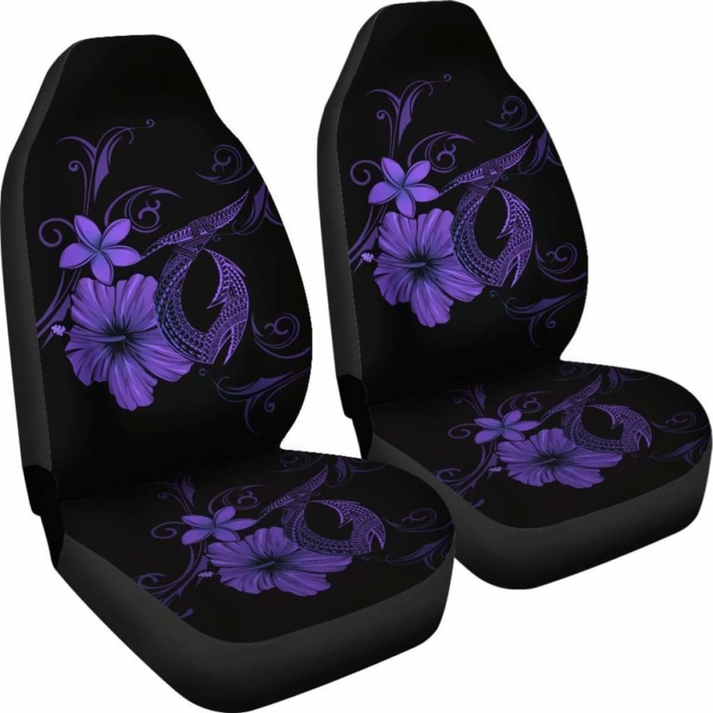 Hawaii Fish Hook Hibiscus Poly Purple Car Seat Covers - 232125 - YourCarButBetter