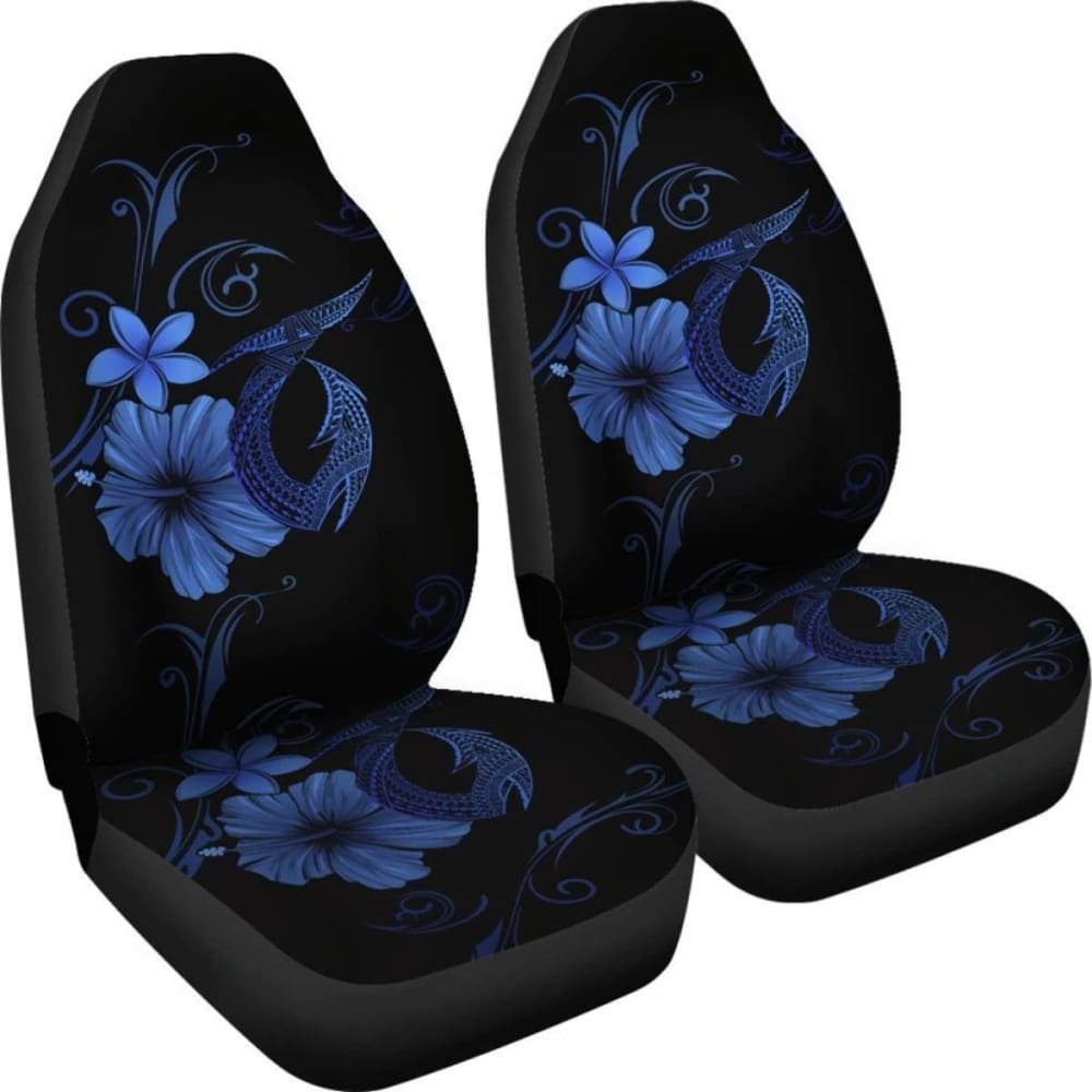 Hawaii Fish Hook Hibiscus Poly Turquoise Car Seat Covers - 232125 - YourCarButBetter
