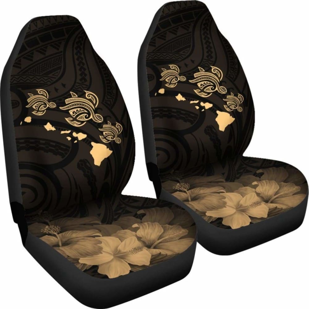 Hawaii Hibiscus Map Polynesian Ancient Blue Gold Car Set Covers - 232125 - YourCarButBetter