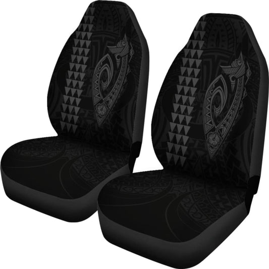Hawaii Kakau Makau Fish Hook Polynesian Car Seat Covers - Grey 105905 - YourCarButBetter