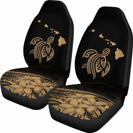 Hawaii Map Plumeria Polynesian Gold Turtle Car Set Covers - New - Awesome 091114 - YourCarButBetter