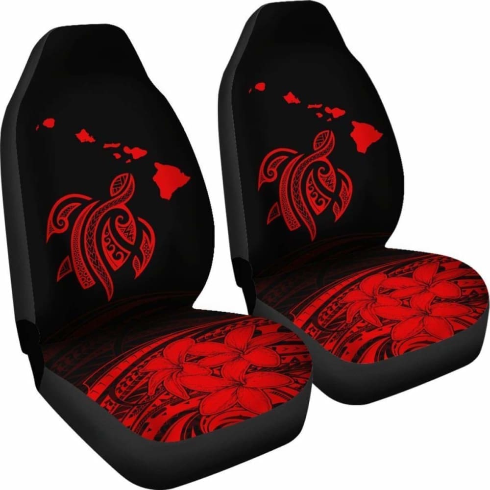 Hawaii Map Plumeria Polynesian Red Turtle Car Set Covers - New - Awesome 091114 - YourCarButBetter