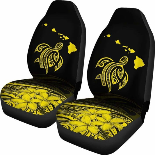 Hawaii Map Plumeria Polynesian Yellow Turtle Car Set Covers - New - Awesome 091114 - YourCarButBetter