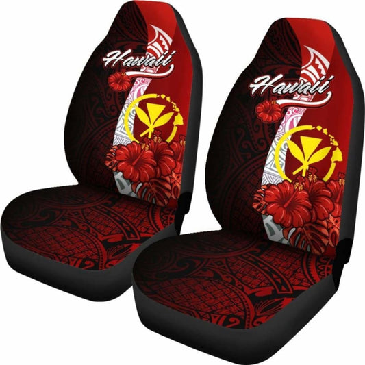 Hawaii Polynesian Car Seat Covers - Coat Of Arm With Hibiscus - 232125 - YourCarButBetter