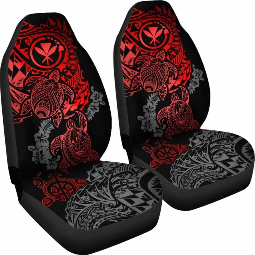 Hawaii Polynesian Seat Covers - Red Kanaka Maoli Turtle Tattoo Hibiscus Turtle Flowing - Amazing 091114 - YourCarButBetter