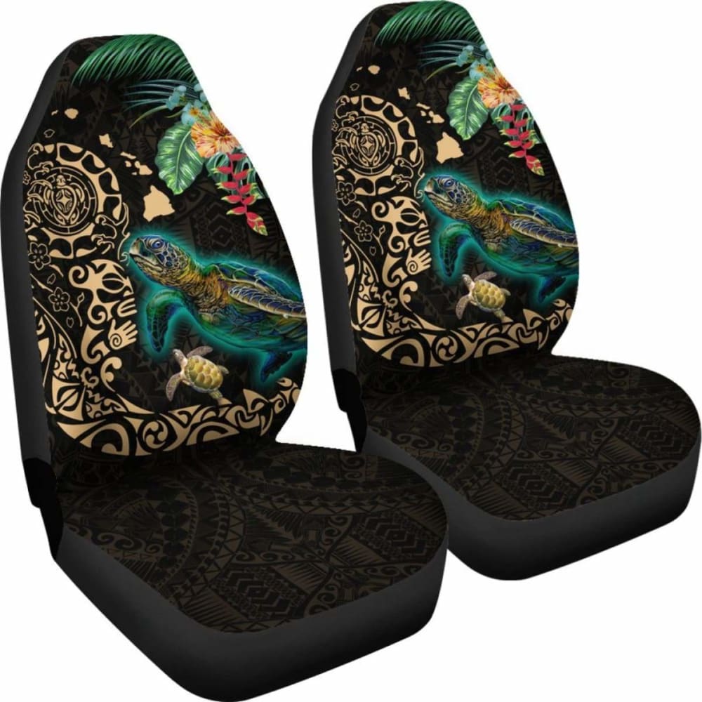 Hawaii Tiki Polynesian Car Seat Cover - Turtle Mix Hibiscus Gold Awesome 091114 - YourCarButBetter