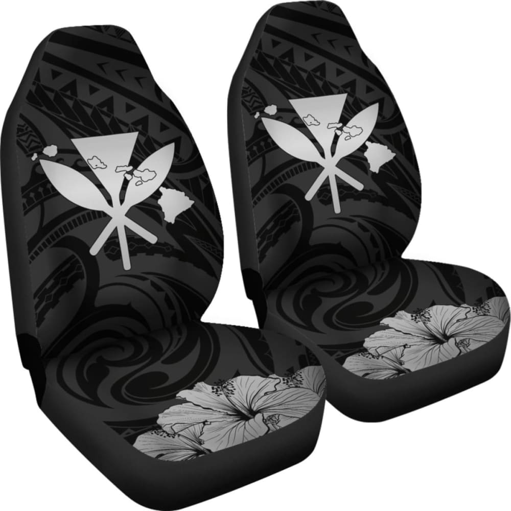 Hawaiian Kanaka Car Seat Covers Hibiscus Polynesian Love Gray 232125 - YourCarButBetter