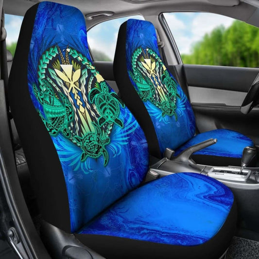 Hawaiian Kanaka Maoli Car Seat Covers Polynesian Turtle Swirls Blue Awesome 091114 - YourCarButBetter