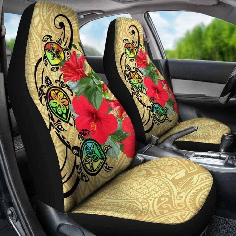 Hawaiian Marble Turtles Hibiscus Car Seat Covers (Set Of 2) - New 091114 - YourCarButBetter