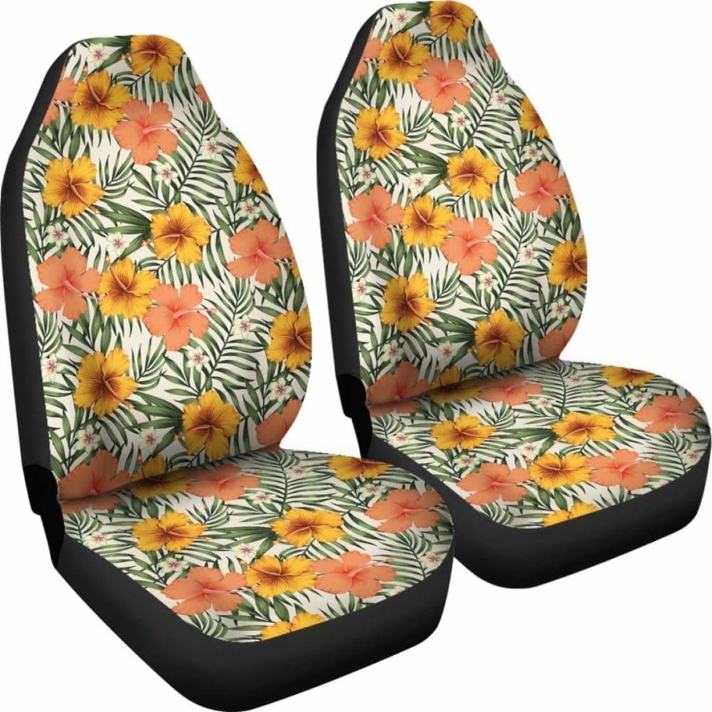 Hawaiian Tropical Flowers Hibiscus Pink Yellow Car Seat Cover - 232125 - YourCarButBetter