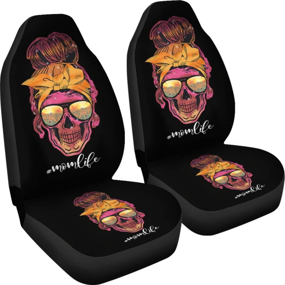 Hippie Skull Mom Mothers Day Bandana Sunflower Sunglass Car Seat Covers 212103 - YourCarButBetter
