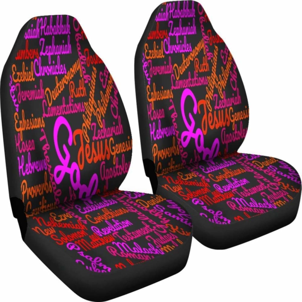 Holy Bible Books Black Mixed Colors Car Seat Covers 04 195016 - YourCarButBetter