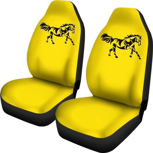 Horse Silhouette Yellow Car Seat Covers 211602