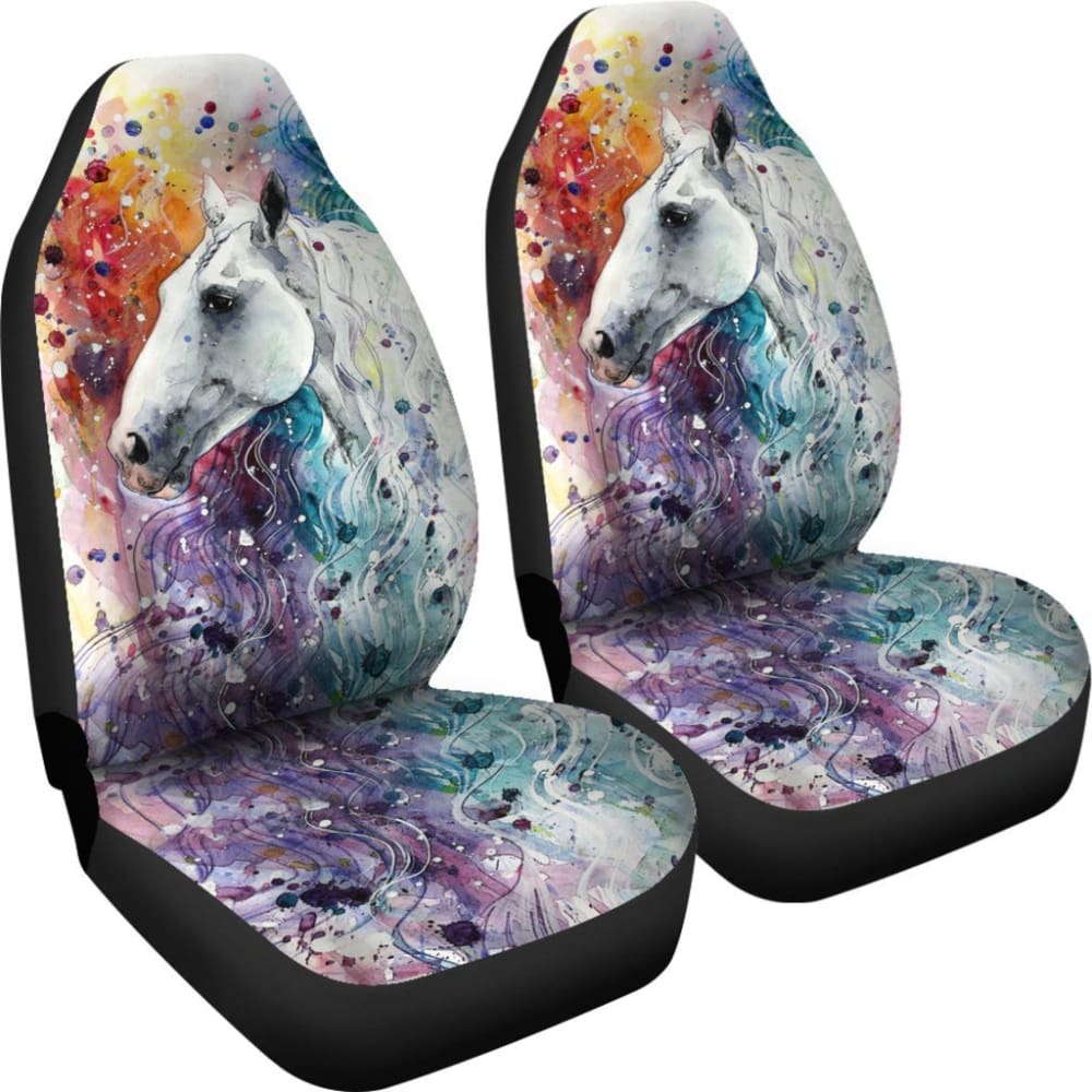 Horse White Color Car Seat Covers Amazing Gift Ideas 184610 - YourCarButBetter