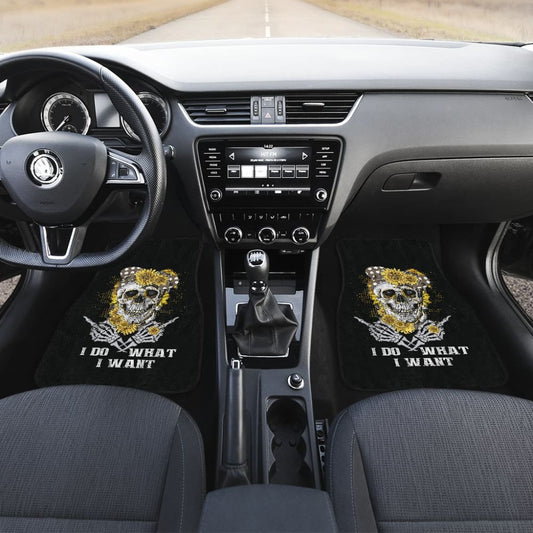 I Do What I Want Skull Sunflower Bandana Floral Flowers Gift Car Floor Mats 212103 - YourCarButBetter
