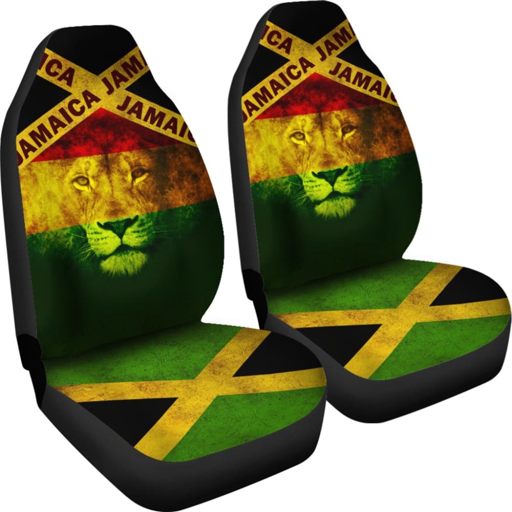 Jamaican Flag And Lion Spirit Car Seat Covers 210501 - YourCarButBetter