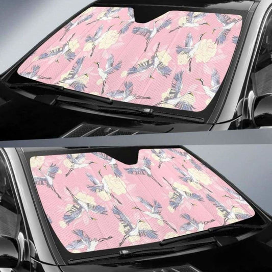 Japanese Crane Rose Pattern Car Auto Sun Shades 172609 - YourCarButBetter
