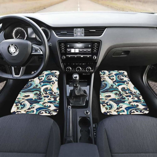 Japanese Wave Pattern Front And Back Car Mats 094201 - YourCarButBetter
