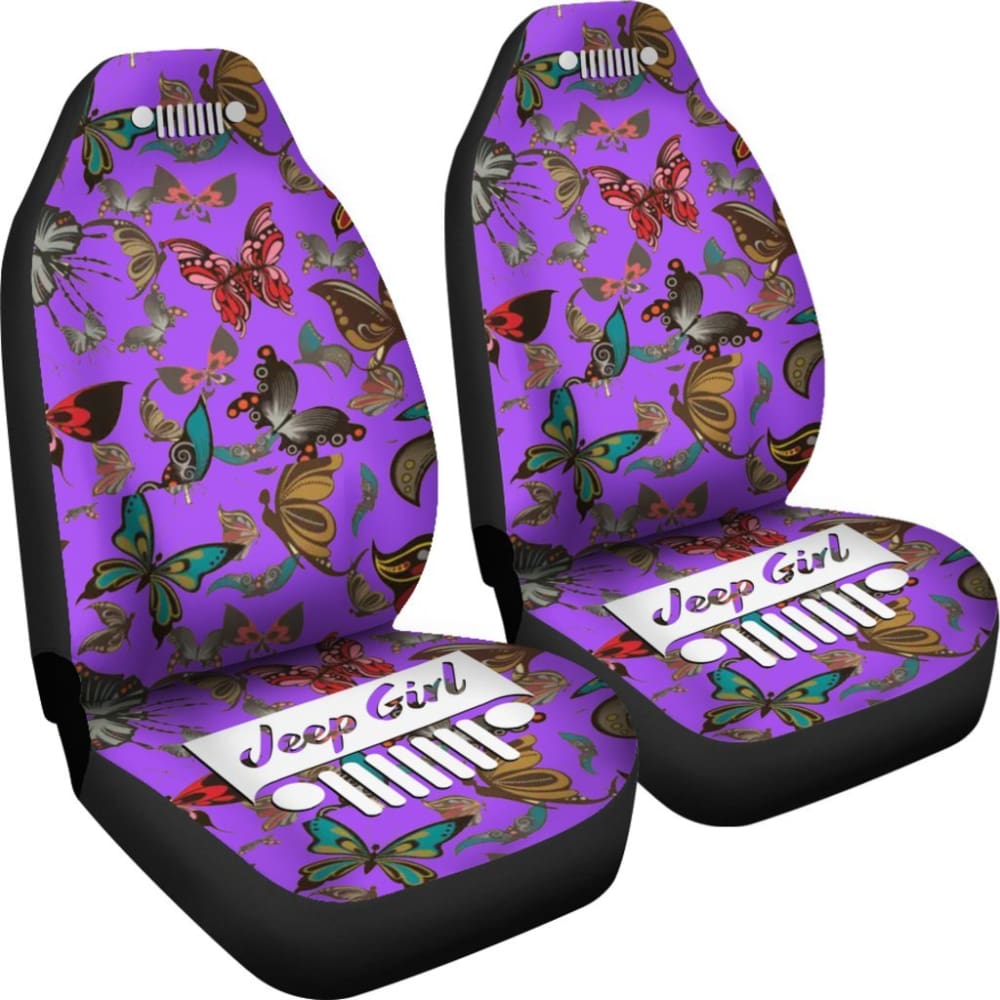 Jeep Girl Seat Cover - Butterflies Purple 101819 - YourCarButBetter