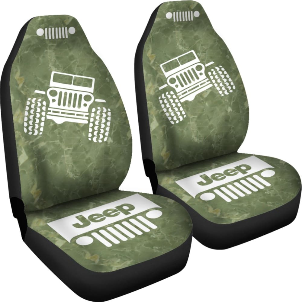 Jeep Offroad - Car Seat Cover Olivedrab White Marble 101819 - YourCarButBetter
