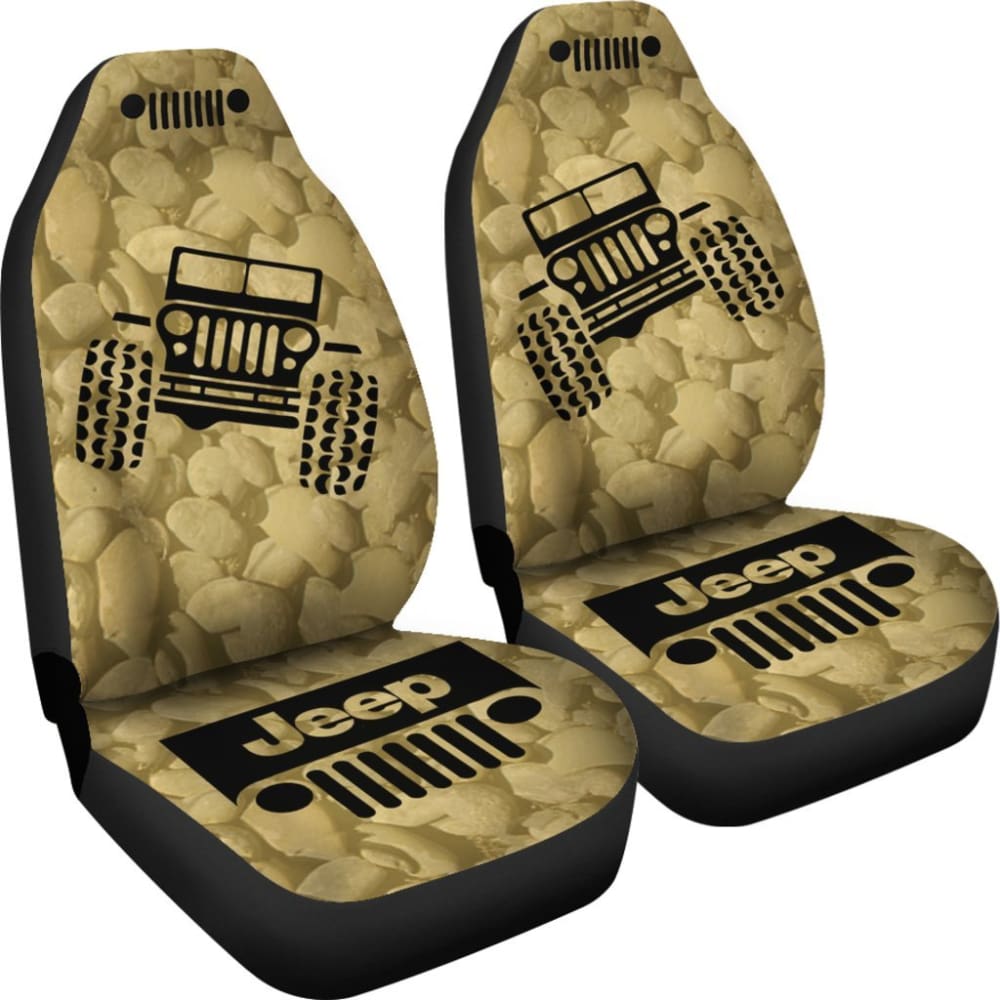 Jeep Offroad - Car Seat Cover Tan Black Stones 101819 - YourCarButBetter