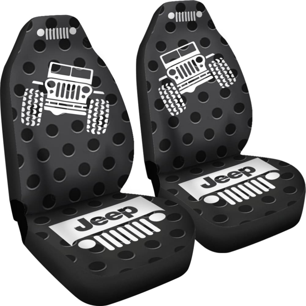 Jeep Offroad - Seat Cover Gray White Metal Holes 101819 - YourCarButBetter