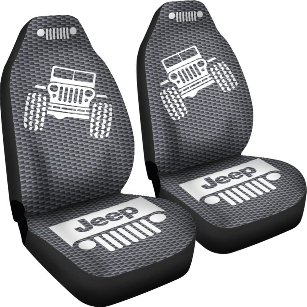Jeep Offroad Seat Cover -- Tungsten White Carbon Fiber Silver 101819 - YourCarButBetter