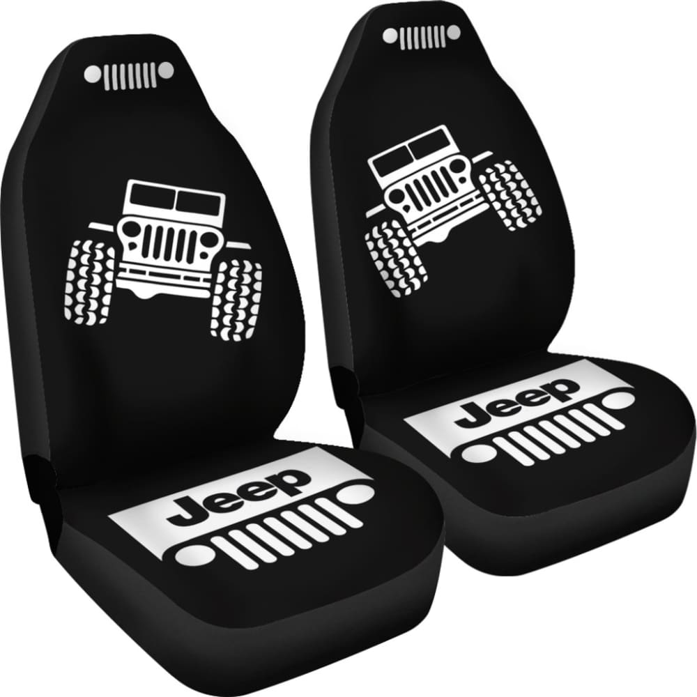 Jeep Offroad Wobble Car Seat Cover - White Black 101819 - YourCarButBetter