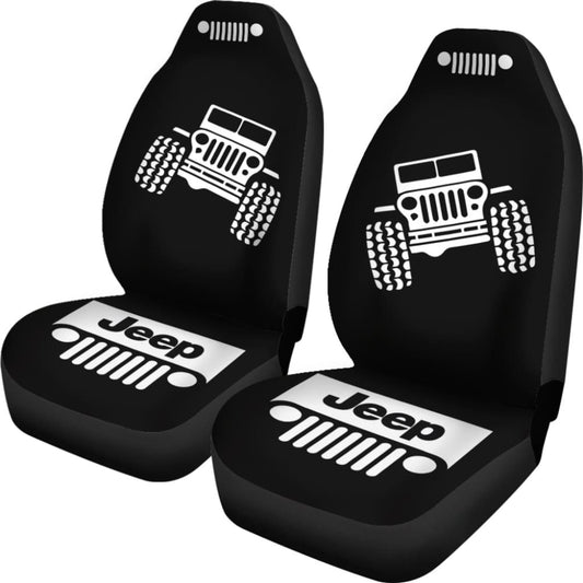Jeep Offroad Wobble Car Seat Cover - White Black 101819 - YourCarButBetter