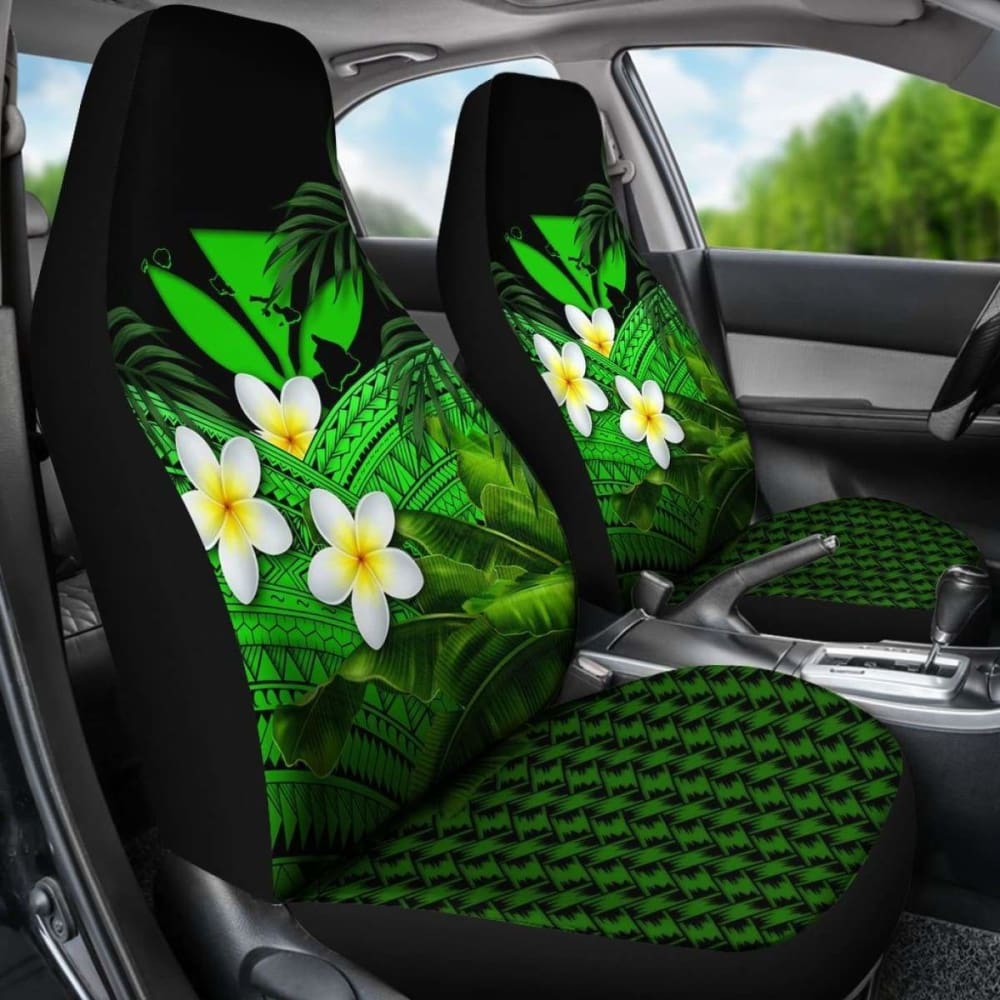 Kanaka Maoli (Hawaiian) Car Seat Covers Polynesian Plumeria Banana Leaves Green 2 174914 - YourCarButBetter