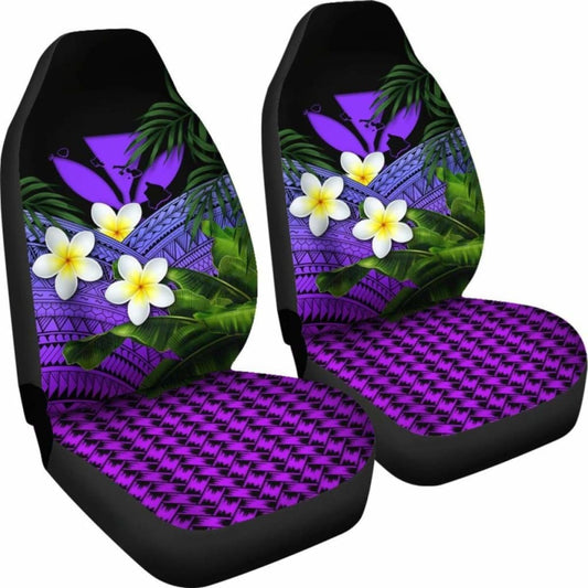 Kanaka Maoli (Hawaiian) Car Seat Covers Polynesian Plumeria Banana Leaves Purple 2 174914 - YourCarButBetter