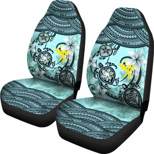Kanaka Maoli (Hawaiian) Car Seat Covers - Polynesian Turtle Plumeria Blue Amazing 091114 - YourCarButBetter