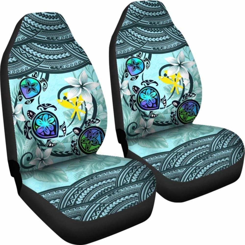 Kanaka Maoli (Hawaiian) Car Seat Covers - Polynesian Turtle Plumeria Blue Amazing 091114 - YourCarButBetter
