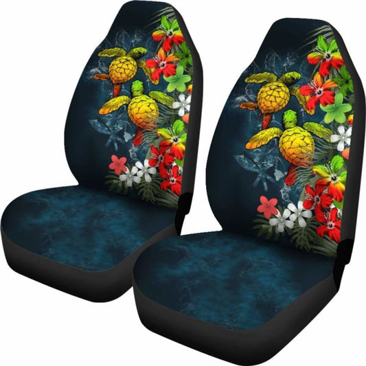 Kanaka Maoli (Hawaiian) Car Seat Covers - Sea Turtle Tropical Hibiscus And Plumeria Reggae Awesome 091114 - YourCarButBetter